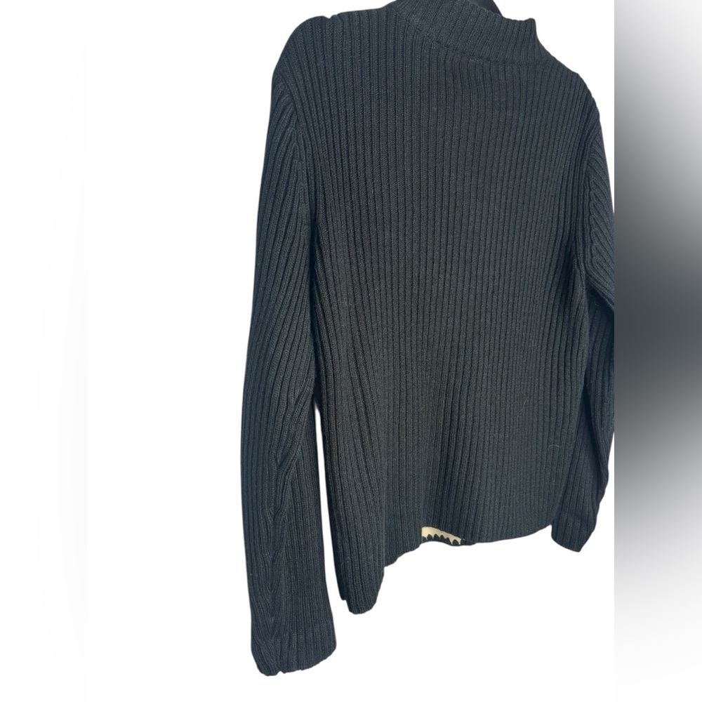 Vtg. Designer Studio Orig. Patchwork Suede Leather-Knit Zip Up Jacket Sweater M - Picture 7 of 10